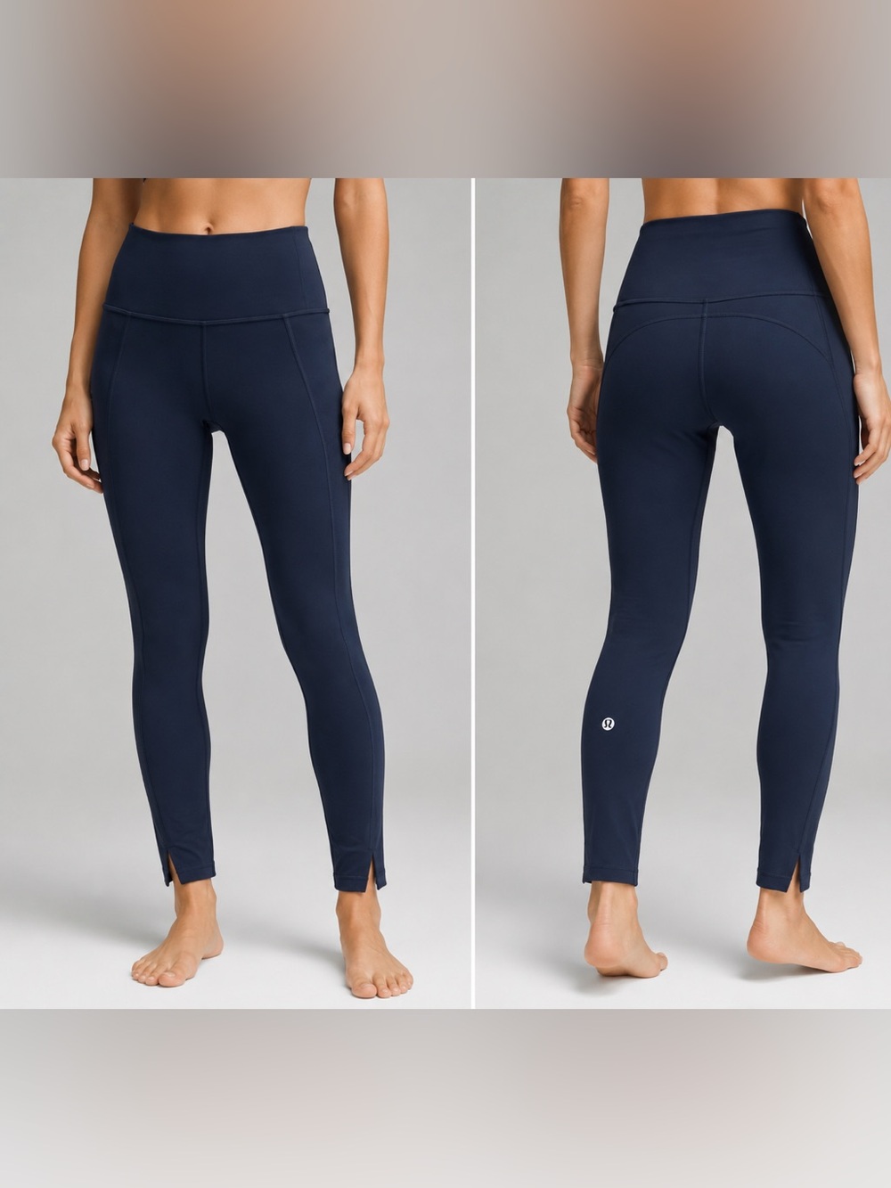 Lululemon Navy Blue High Rise Leggings Size 0 Ankle Split Like New